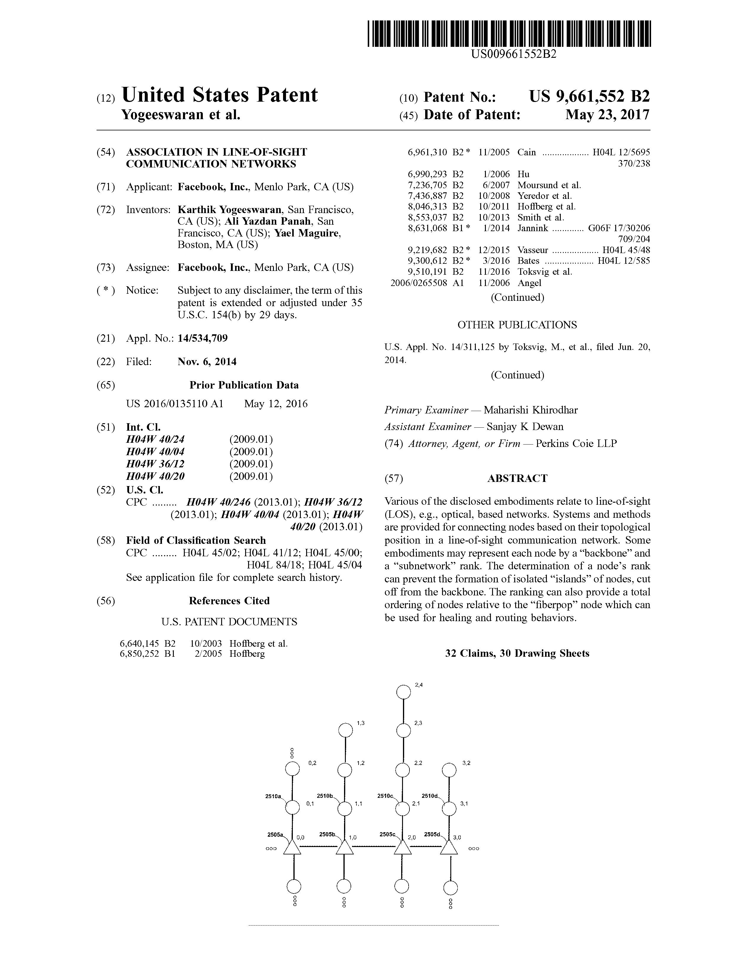 US9661552 ASSOCIATION IN LINE-OF-SIGHT-COMMUNICATION NETWORKS