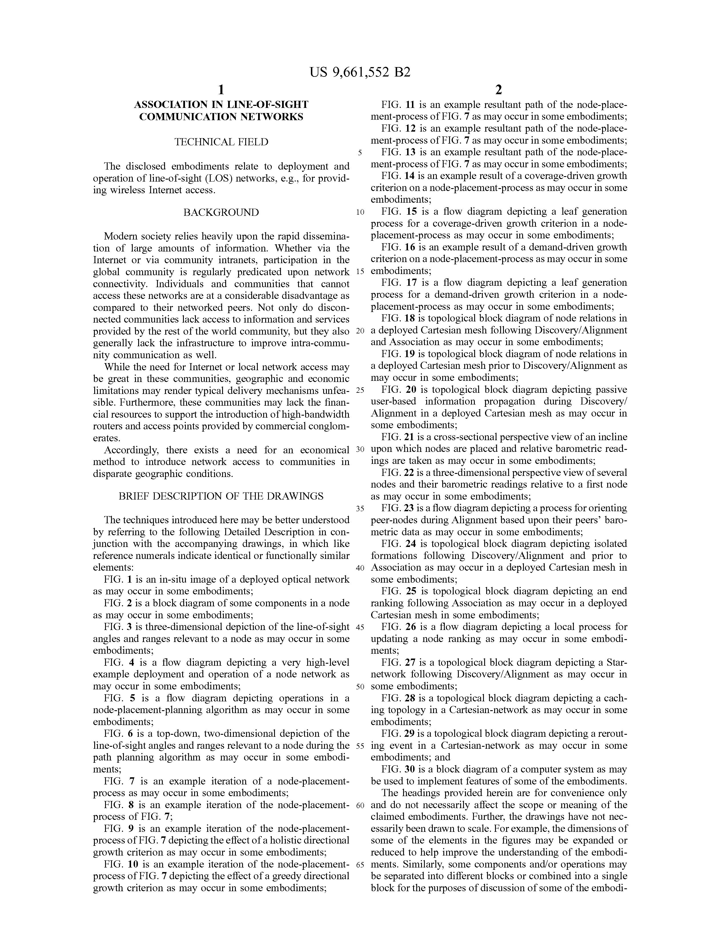 US9661552 ASSOCIATION IN LINE-OF-SIGHT-COMMUNICATION NETWORKS