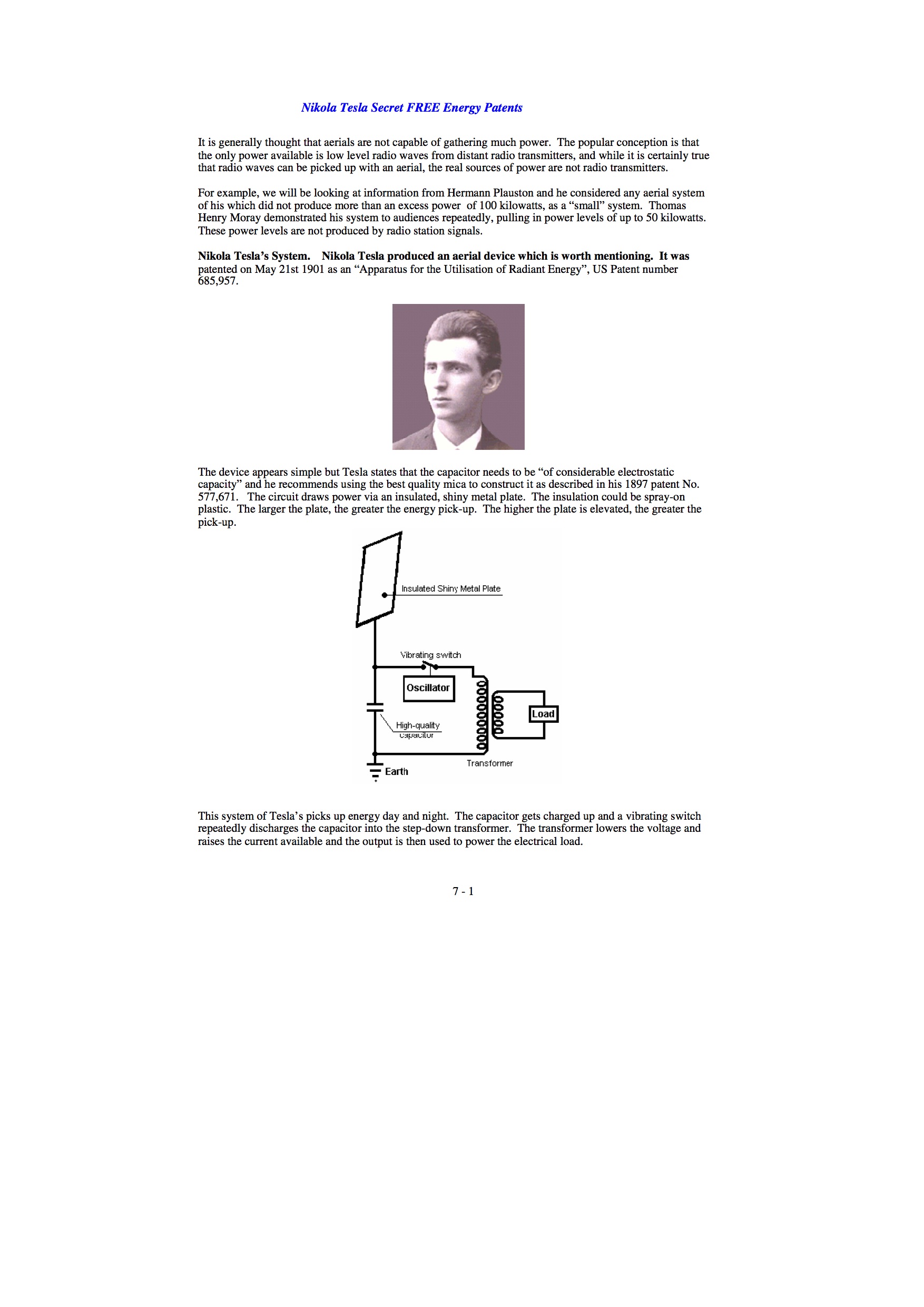tesla radiant energy collector patent